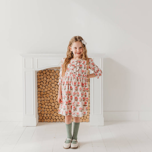 Pink Block Print Flower Dress