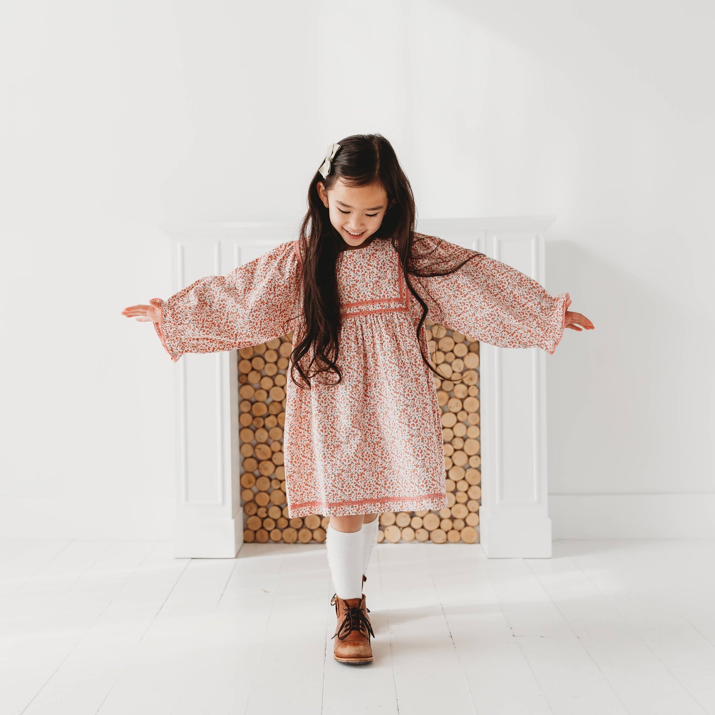 Pink Ditsy Print Cord Dress