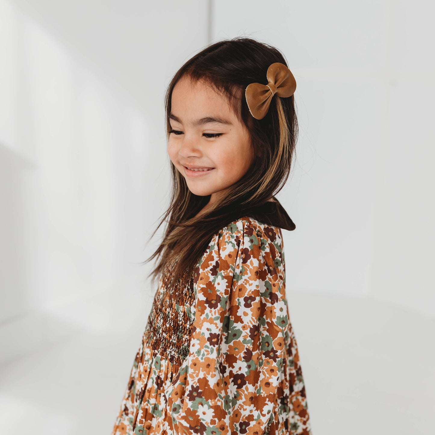 Brown Fall Smocked Dress