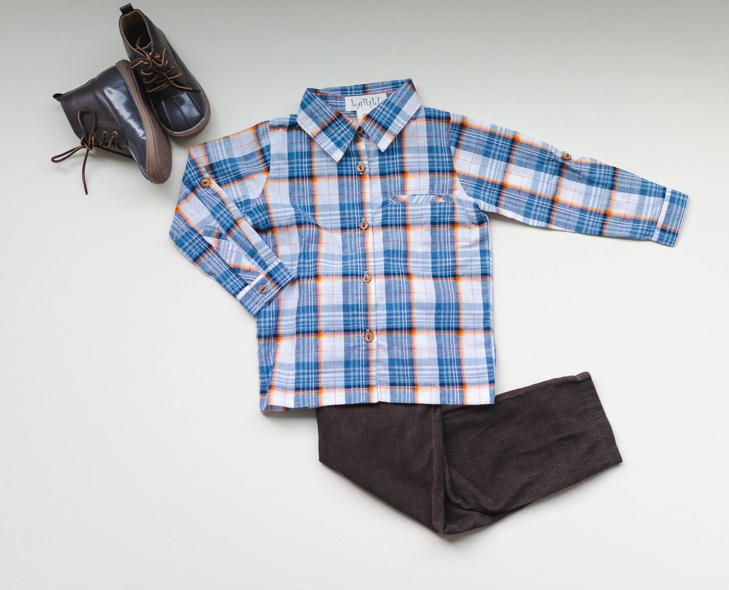 Blue Mix Plaid Boys Shirt