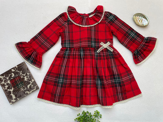 Red Plaid Girl's Christmas Dress