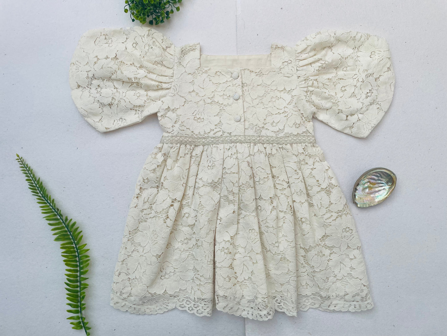 Cream Lace Christmas Girl's Dress