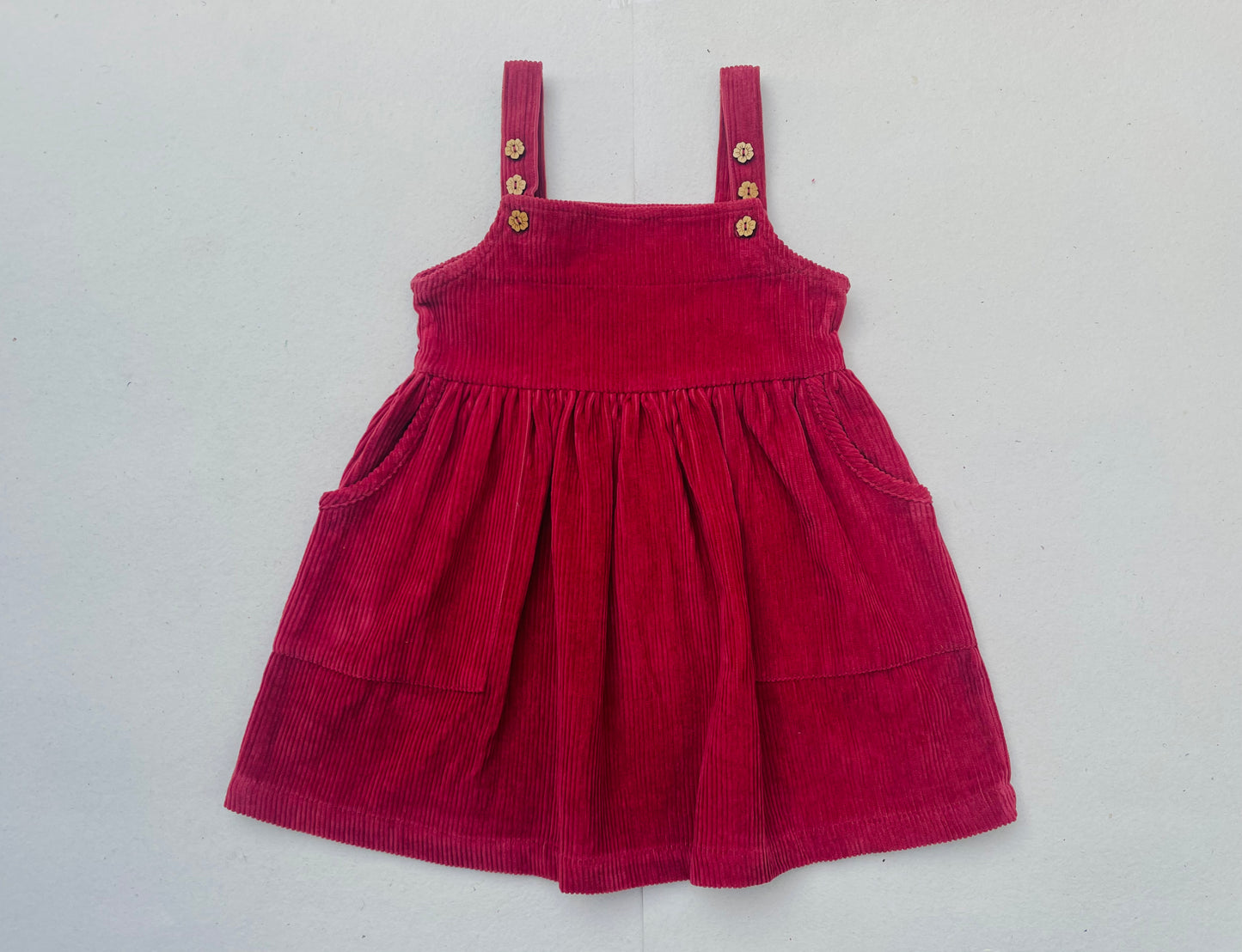 Pink Corduroy Girl's Pinafore Dress