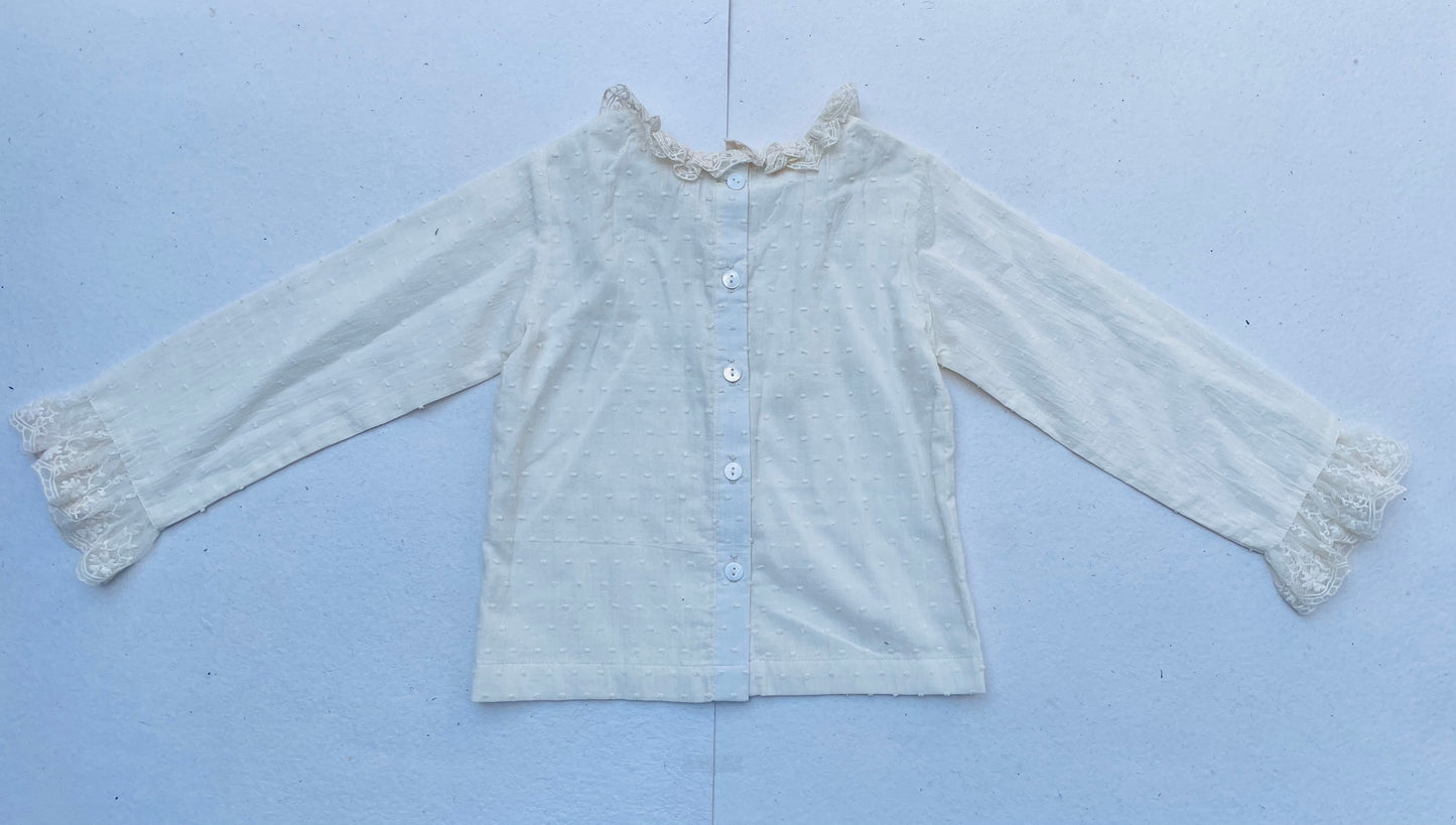 Swiss Dot Off-White Lace Blouse